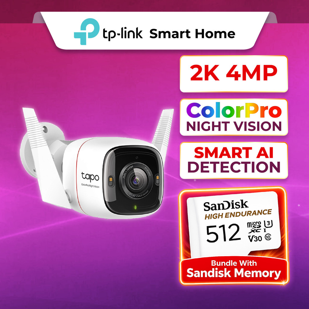 TP-Link Tapo C325WB 2K QHD กล้องวงจรปิดกลางแจ้ง ColorPro Night Vision ในความมืดพอร์ตอีเธอร์เน็ต