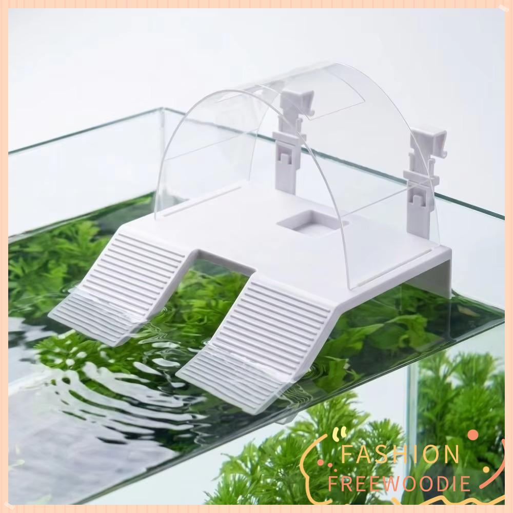 FREEWOODIE Turtle Basking, Double Ramp Anti-Escape Cover Floating Turtle Dock, พร้อมตะขอที่ถอดออกได้