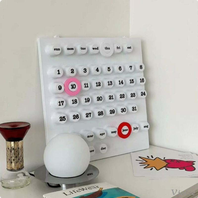 [Viocee] Vintage Perpetual Desk Calendar Board for Kids Daily Routines Organizer Office Desktop Cale