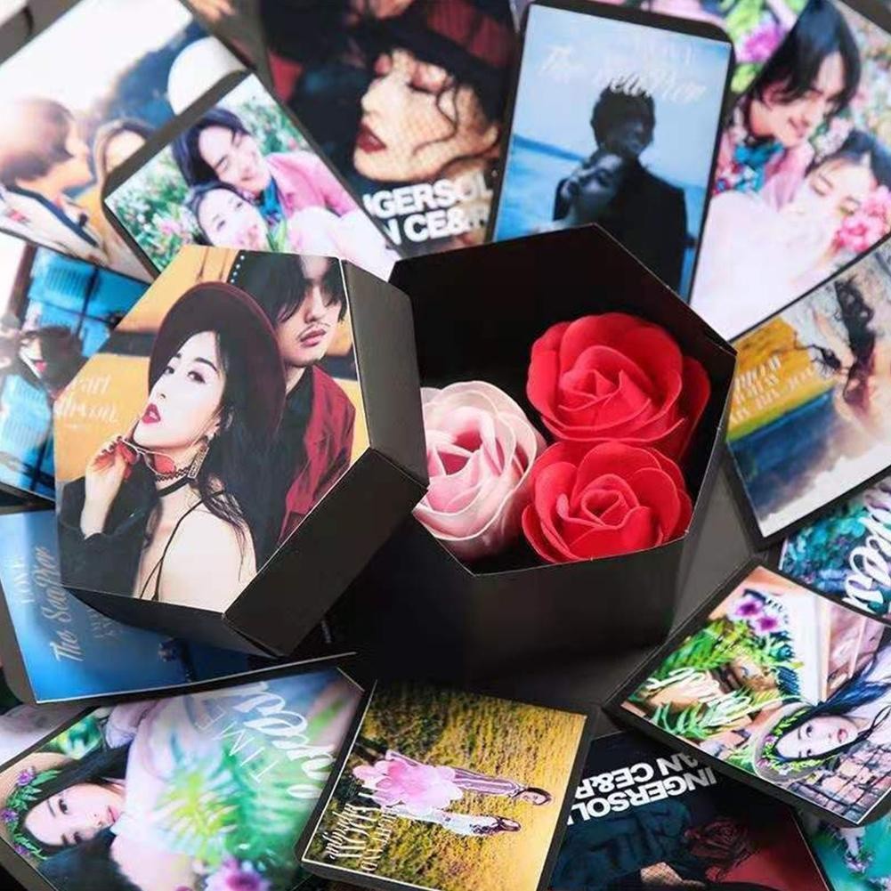 47*47 ซม.หกเหลี่ยม Surprise ระเบิด Diy กล่องของขวัญ Multi-layer ผลิตภัณฑ์สําเร็จรูปสมุดภาพ Photo V2r