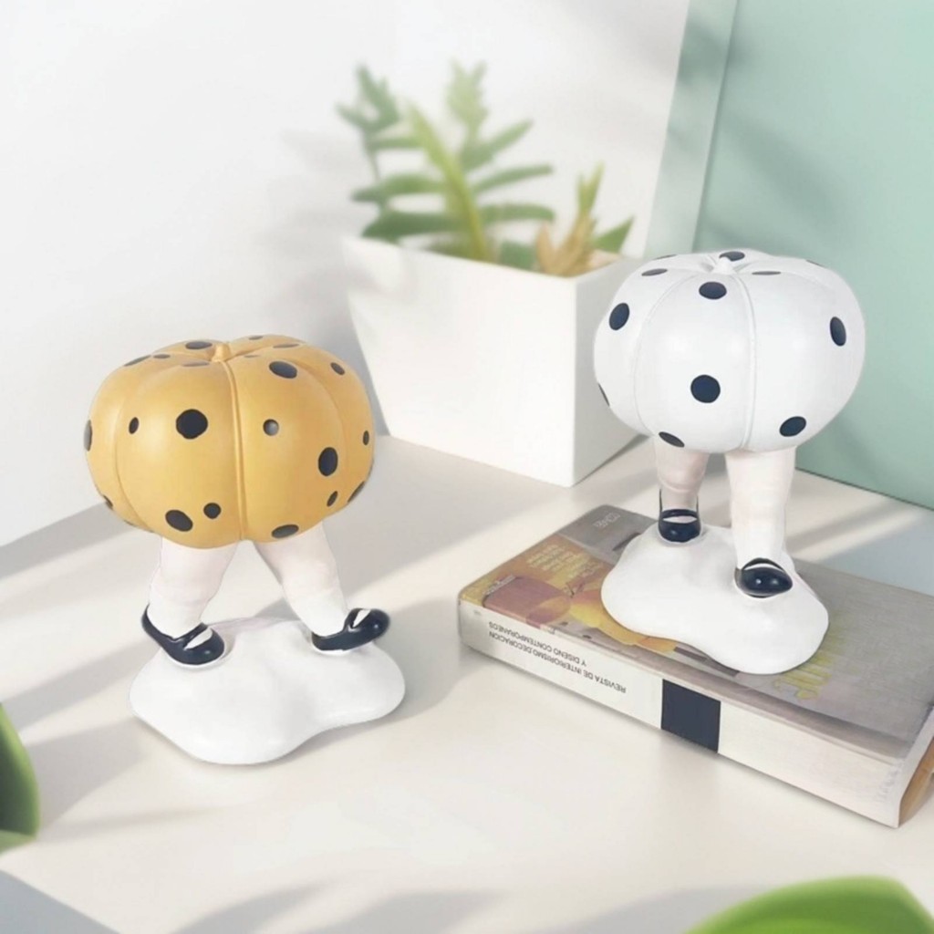 ตุ๊กตาฟักทอง Dot Pattern เรซิ่น Pumpkin Decor Whimsical Sculpted สําหรับชั้นวางจอแสดงผล, โต๊ะ