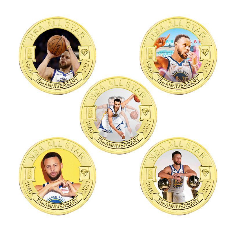 NBA75大球星 库里 纪念币 纪念章 NBA篮球周边礼物8.14 เหรียญและเหรียญที่ระลึก NBA75 Superstar Curry ของที่ระลึกบาสเกตบอล