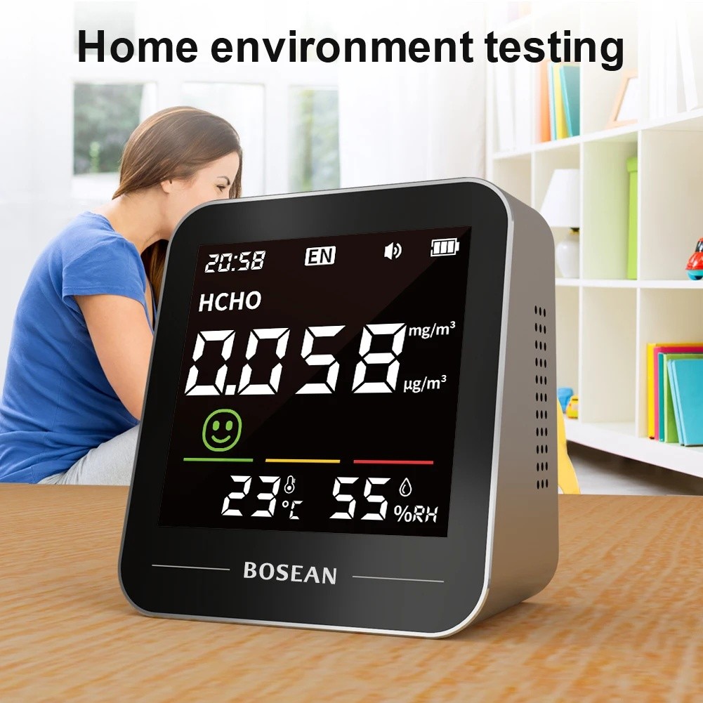 RYSY Bosean แบบพกพา CO2 Pm2.5 เครื่องตรวจจับมือถือ air คุณภาพ Monitor Pm2.5 Hcho อุณหภูมิเครื่องตรวจ