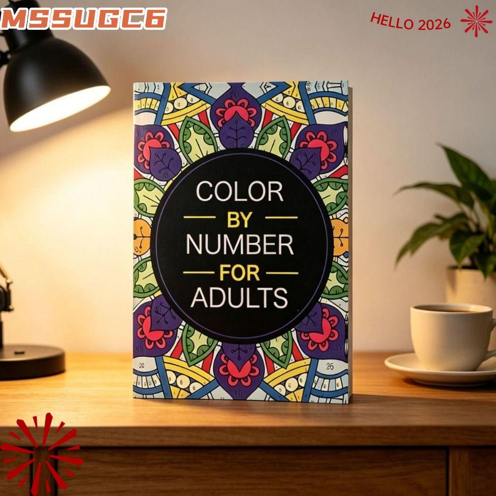 MSSUGC6 Color By Number Book, Number Painting DIY Painting สมุดระบายสีศิลปะ, Anti-Stress Hand Drawn 
