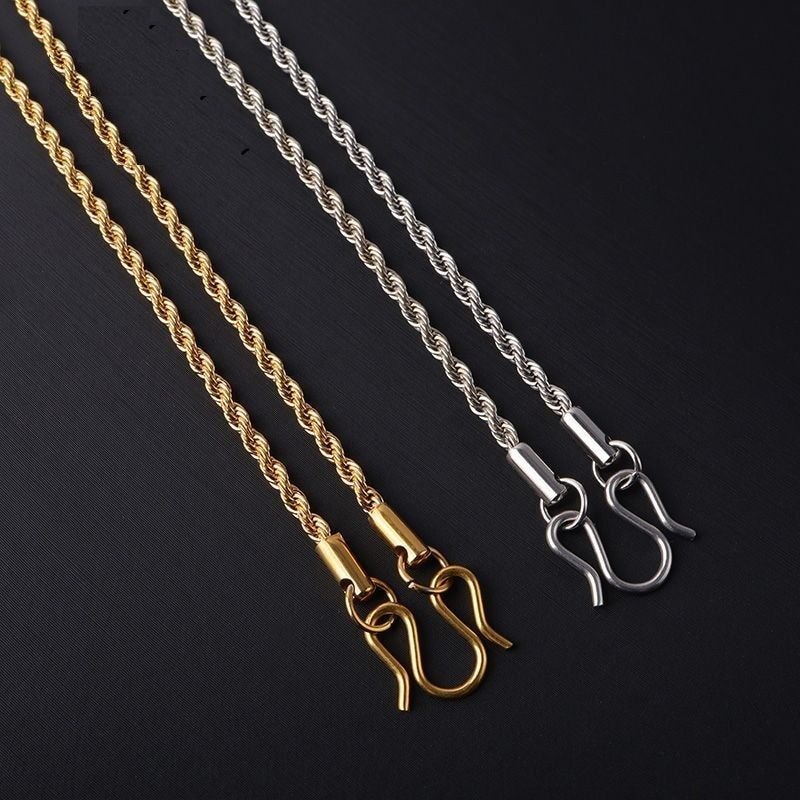 T Thailand Amulet Chain Thangka Lanyard Talisman Tube Necklace Metal Chain โซ่ดอกไม้เหล็กไทเทเนียม โ
