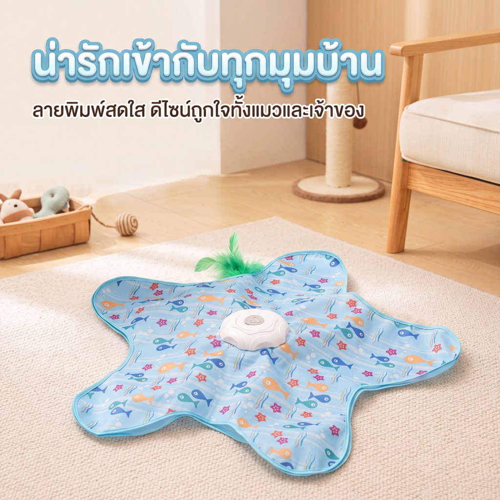 ของเล่นแมวไฟฟ้า หมุนอัตโนมัติ ของเล่นบรรเทาความเบื่อ สำหรับแมวทุกวัย