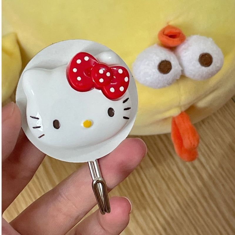 Kitty猫卡通挂& 钩创意无痕粘钩木质强力粘钩免打孔衣帽装饰挂钩Kitty Cat Cartoon Hook Creative No Trace Adhesive Hook Wooden Stron