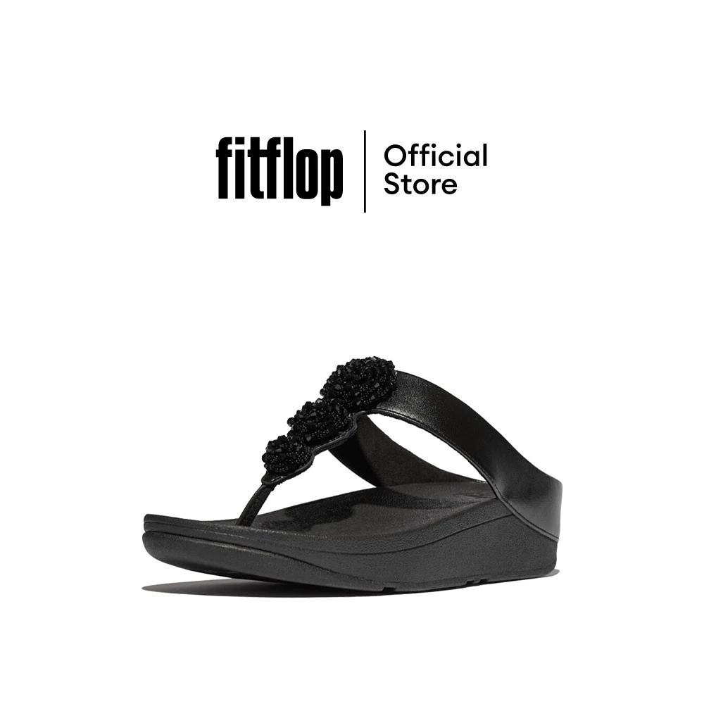 FITFLOP FINO BEADIE-BUTTON METALLIC รองเท้าแตะแบบหูหนีบผู้หญิง รุ่น IU1-565 สี BLACK