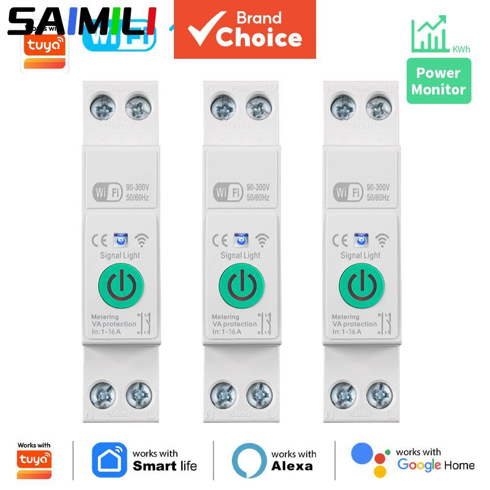 เบรกเกอร์วงจรอัจฉริยะ WiFi SAIMILI 1P+N พร้อมวัดพลังงาน kWh แรงดันไฟฟ้า กระแสไฟ ป้องกัน รองรับการควบคุมระยะไกลผ่าน Tuya