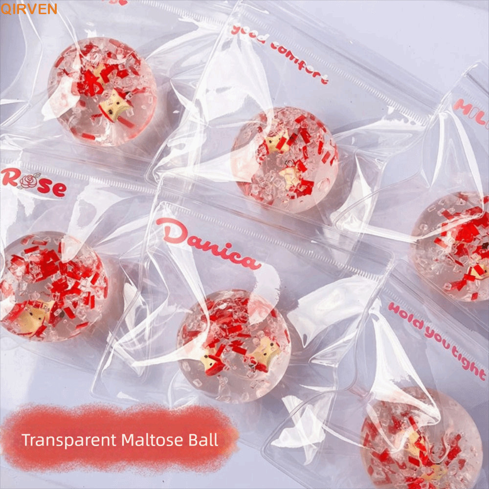 QIRVEN Maltose Squishy, Finger Relax Slow Rising Squishy Fidget Ball, Creative Cute Clear Handmade P