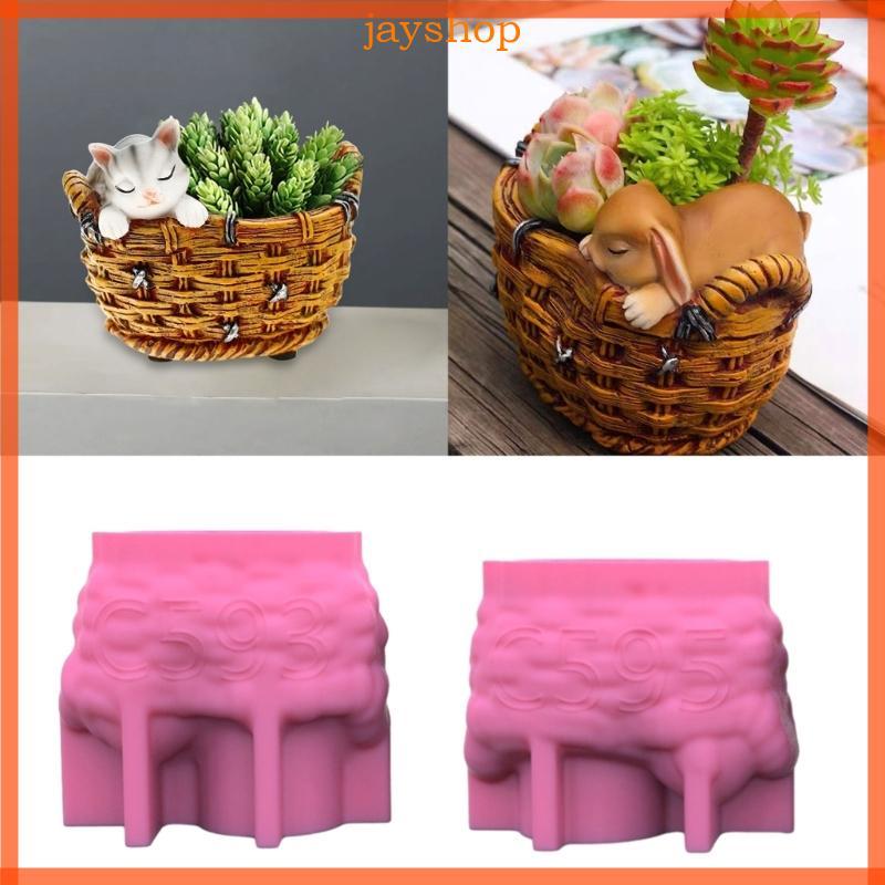 Jay แม่พิมพ์ซิลิโคน Vintage ทอดอกไม้ตะกร้าแม่พิมพ์ Succulent Planter Casting Mould