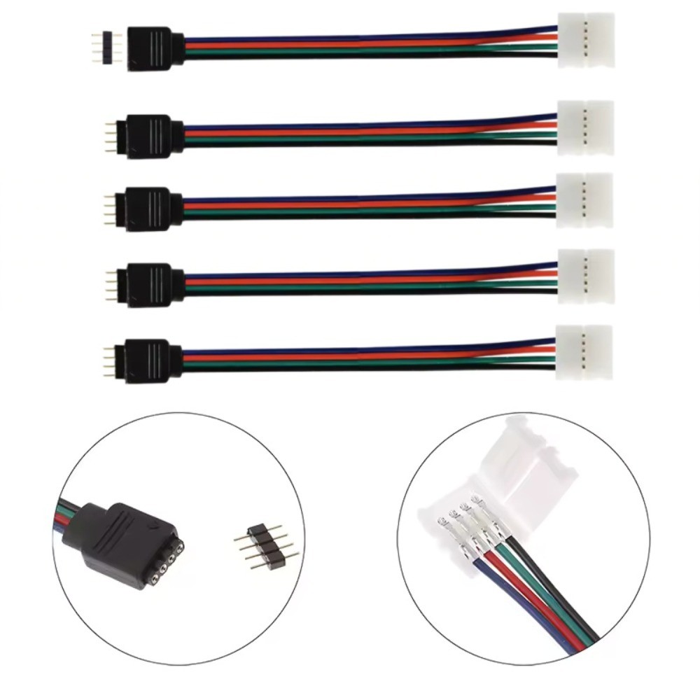 5pcs 10 มม.4Pin 5050 LED RGB Strip Extension Connector สาย LED Strip สายต่อคลิปสําหรับ 5-24V 5050 RG