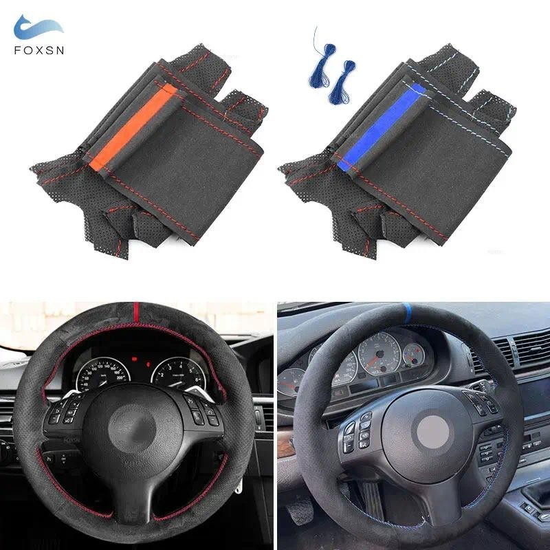 Suede Perforated หนังมือเย็บพวงมาลัยสําหรับ BMW M Sport E46 330i 330Ci E39 540i 525i 530i M3 E46