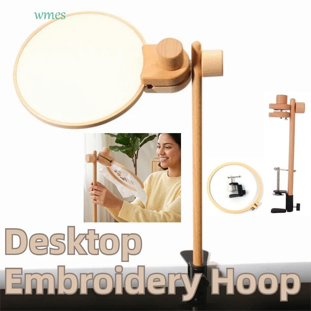 WMES1ZA เย็บปักถักร้อยกรอบ Lap Stand, Beech ไม้ปรับ CLAMP เย็บปักถักร้อย Hoop Holder, Ergonomic คลิป