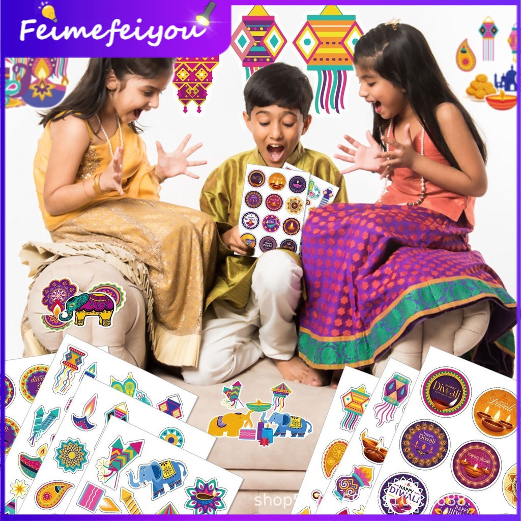 [พร้อมส่ง] สติ๊กเกอร์เทียนลายการ์ตูน Diwali Lights DIY สําหรับเด็ก