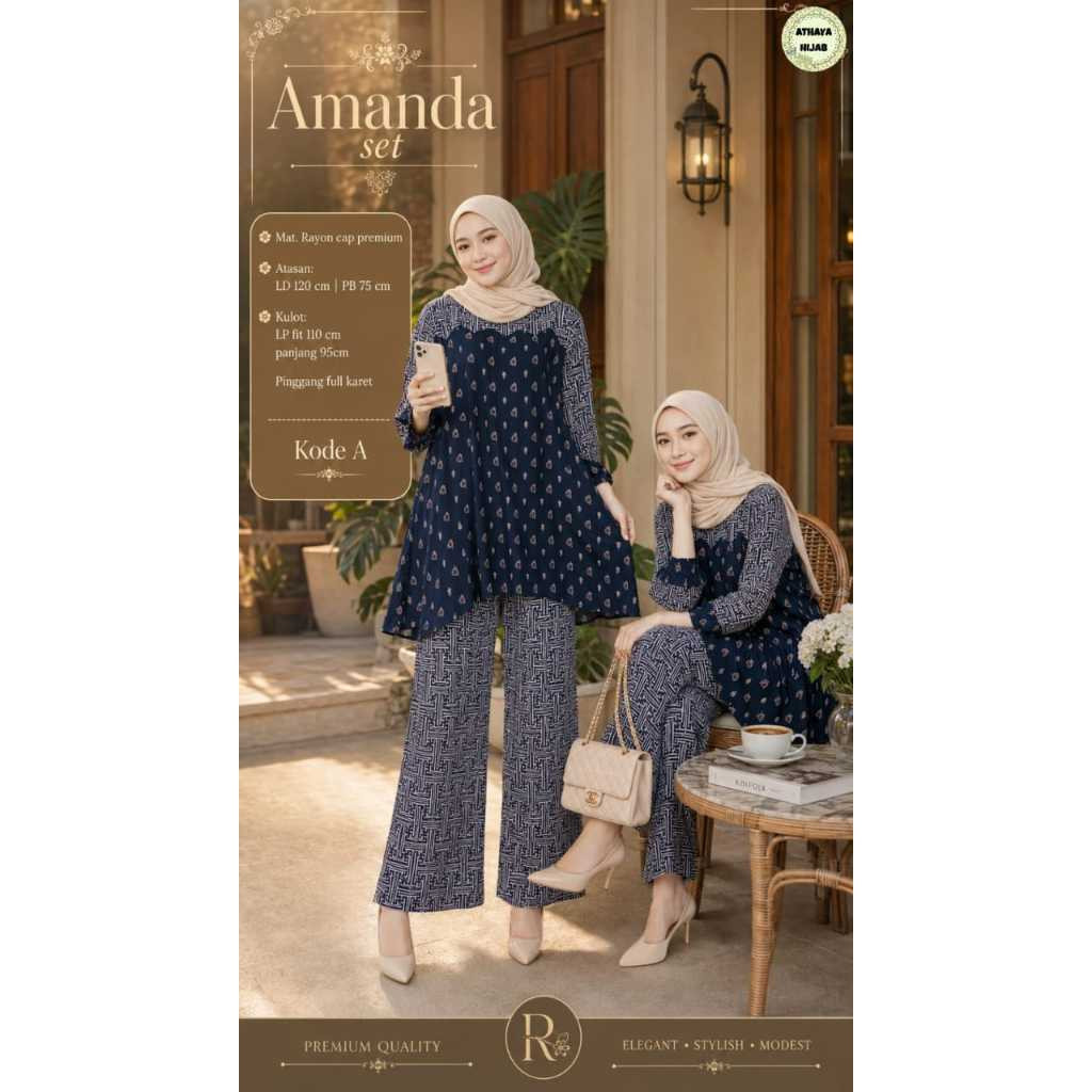 2108 AMANDA SET โดย AtHAYA DAILY WEAR แบรนด์ต้นฉบับ SOLO FASHION HIJAB STORE