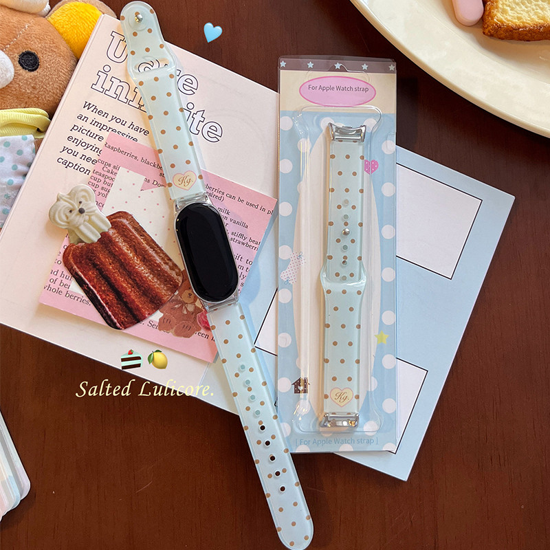 น่ารัก Star Polka Dot สายนาฬิกาซิลิโคนสําหรับ Xiaomi MiBand 11 10 9 8 หวานโปร่งใสสายคล้องคอสําหรับ Mi band 7 6 5 4 3 ผู้หญิงแฟชั่นสายรัดข้อมือ