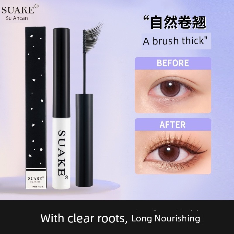 มาสคาร่าใส มาสคาร่า SUAKE SUAKE สีดําสีขาวหลอดมาสคาร่าหัวแปรงละเอียดขนาดเล็กบางกันน้ํายาว Curling No