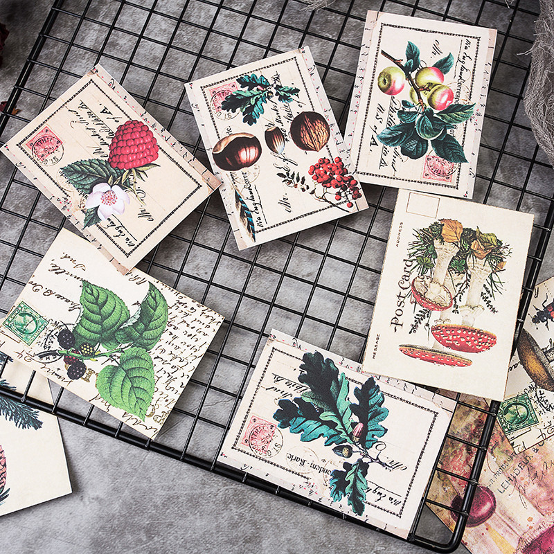 Junk journal ขนาดใหญ่ Retro วัสดุกระดาษ Plant Illustrated Book Fern ดอกไม้หญ้าเห็ดคู่มือสติกเกอร์