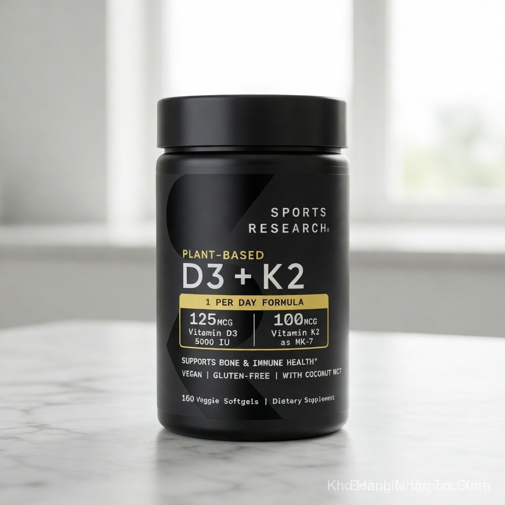 Sports Research วิตามิน D3+K2 MK‑7 5000IU 160แคปซูลนุ่ม บำรุงกระดูก ส่งเสริมภูมิคุ้มกัน เพิ่มการดูดซ