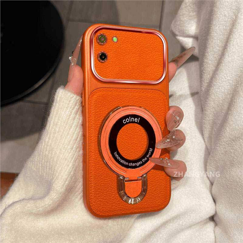 กรณีสําหรับ POCO C71 หน้าต่างขนาดใหญ่หนังวัสดุ anti drop เคสโทรศัพท์ความงามโลหะผู้ถือโทรศัพท์สีออกแบ