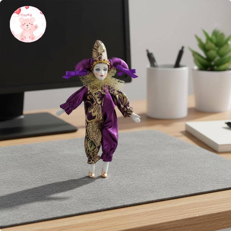 [Whbadguy] Porcelain Clown Doll Articulated Collectible Figure Decor Victorian Porcelain Doll for Ho