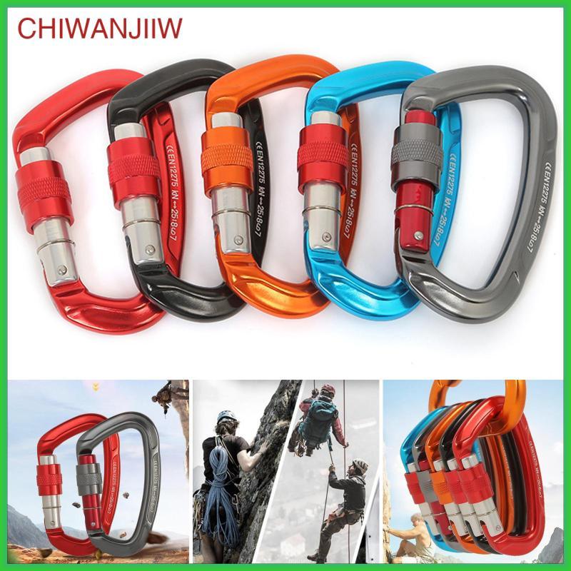 [chiwanjiiw] Aviation Aluminium Carabiner Locking Screwgate Safety Keychain Clip for Climbing Outdoo