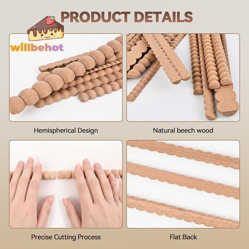 [Willbehot-t] ไม้ตกแต่งที่ยังไม่เสร็จลูกปัด Trim 8 ชิ้นหลายขนาดสําหรับร้านอาหารในบ้าน Cafe Rustic สไ