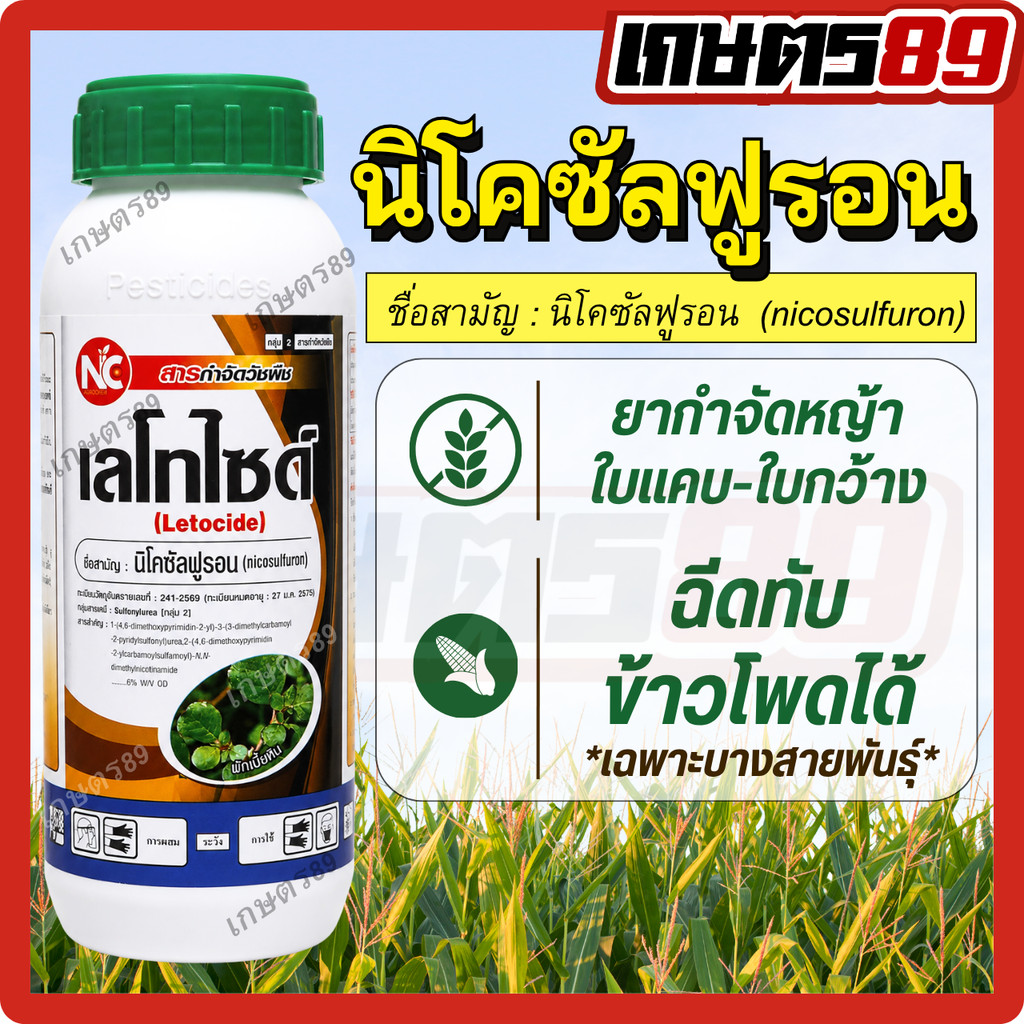นิโคซัลฟูรอน เลโทไซด์ (สารเดียวกับ นิโกะ) สารกำจัดวัชพืชในข้าวโพด กำจัดหญ้าใบแคบ-ใบกว้าง หญ้าขน หญ้าโขย่ง ข้าวฟ่างผี