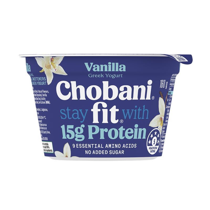 โชบานิฟิตวานิลลากรีกโยเกิร์ต 160กรัม Chobani Fit Vanilla Greek Yogurt 160g. [หมายเลขบาร์โค้ด 9310653106020]