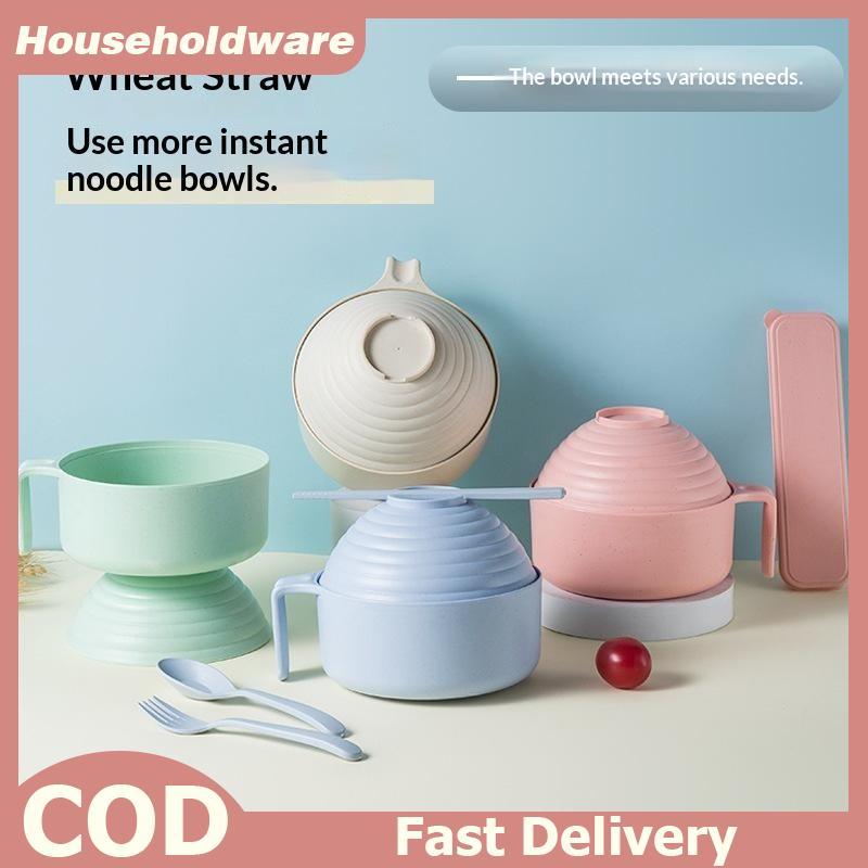 Hdth Ramen Bowl Set Ramen Noodles Bowl ตะเกียบ Ramen Bowl Microwavable Cooker Bowl พร้อมฝาปิด Jelly