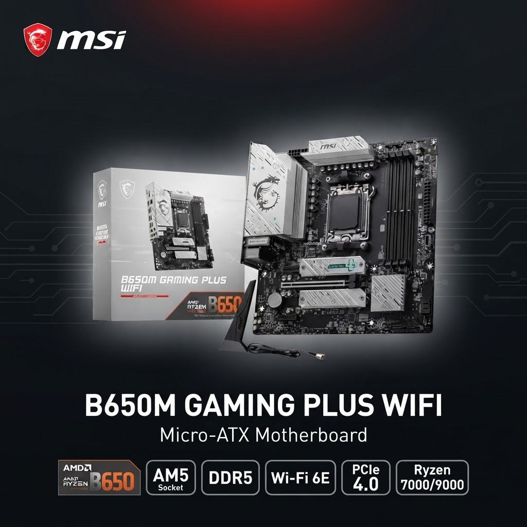 MSI B650M GAMING PLUS WIFI AM5 mATX Motherboard Ryzen 7000/9000 DDR5 WiFi 6E