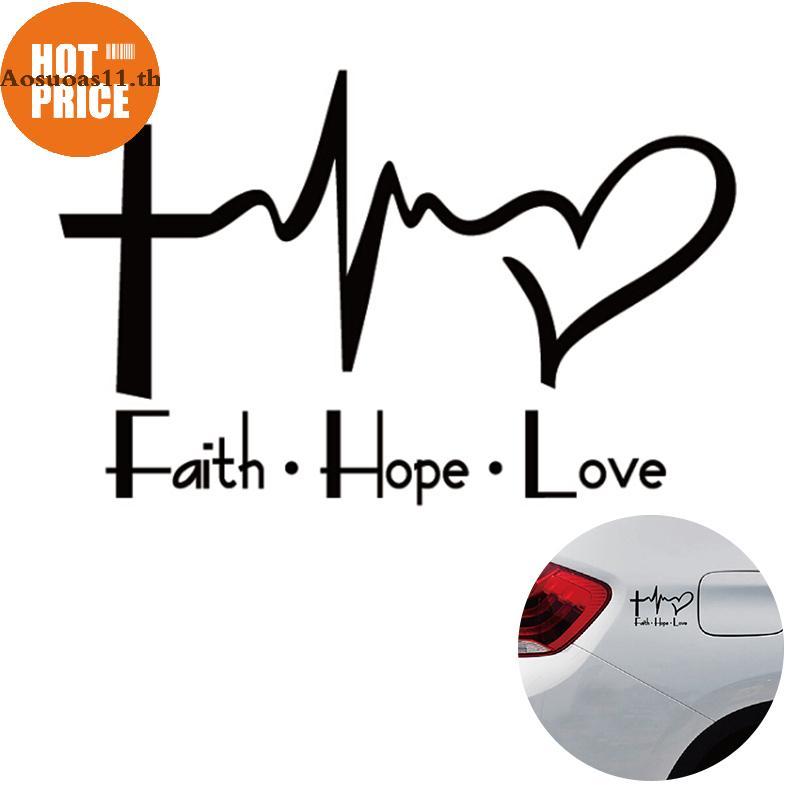 Aosuoas Faith Hope Love Vinyl Car Stier การ์ตูน Religiou Symbol TH.