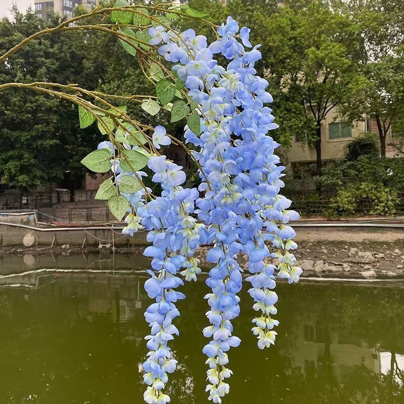 Abel Wisteria ดอกไม้ดอกไม้ปลอมแขวน Wisteria งานแต่งงาน Hall ตกแต่งจําลองดอกไม้ผ้าไหมตกแต่งเพดานโรงแร