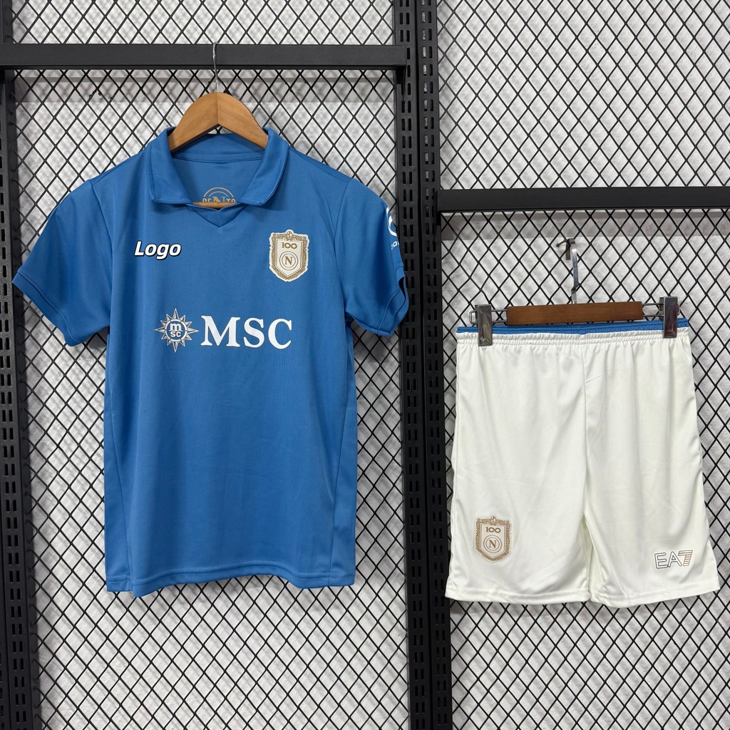 Fans Edition SSC Napoli Kids 2026/27 Home Jersey Set เสื้อฟุตบอลและกางเกงขาสั้น