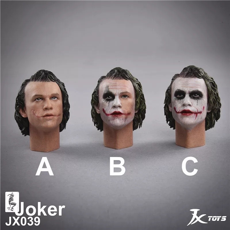 Joker Head แกะสลัก JXTOYS JX039 1/6 Joker Head แกะสลัก Heath Ledger Dark Knight Batman