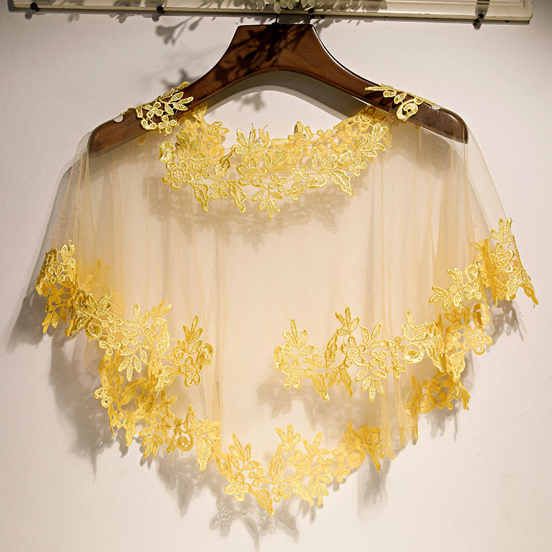 Golden Pullover Lace Shawl Thin French Casual Short Small Coat Loose Blouse Cloak