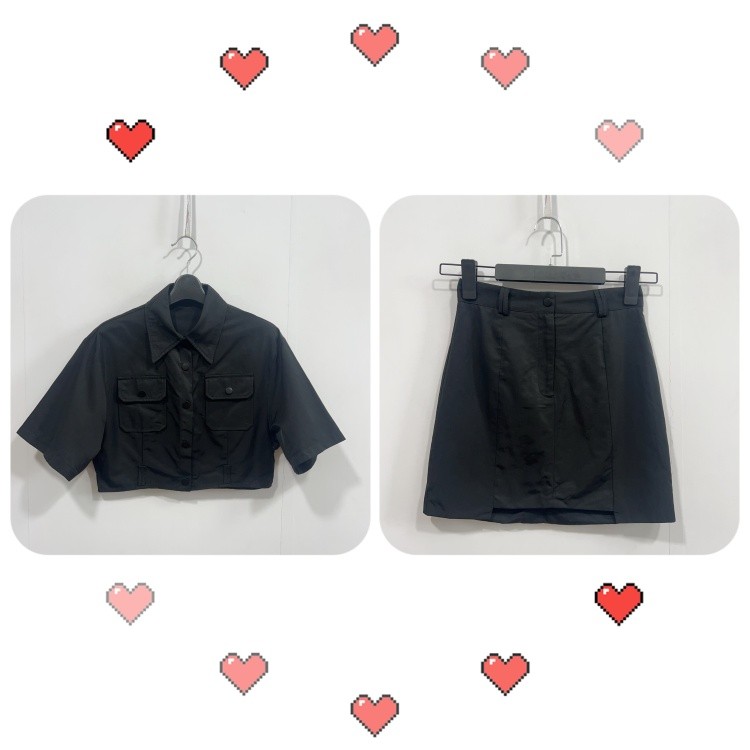 S/M Size [VN] สินค้าใหม่ผู้หญิงแฟชั่น All-Match เสื้อ+กระโปรงครึ่งตัว 86-2-463 34SU101
