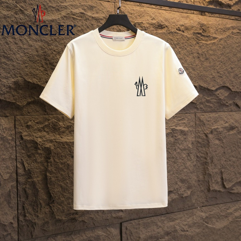 Moncler2026 Mengkou 2026 คลาสสิกรอบคอแขนสั้นเสื้อยืดผู้ชายผู้หญิงสไตล์การออกแบบ Sense โลโก้ด้านในพิม