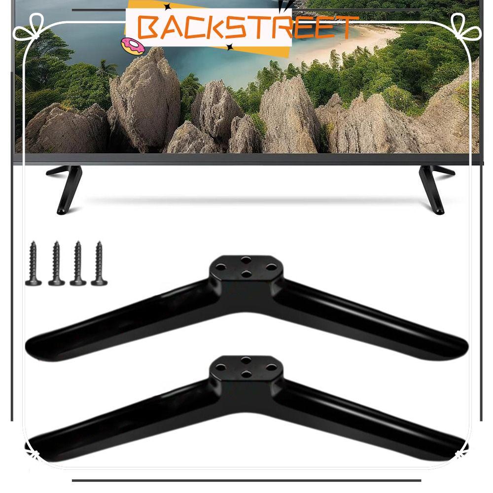 BACKSTAGE TV Base Stand Legs, Universal With Screws TV Stand Base Mount, สีดําพร้อมแผ่นกันลื่นแท่นยึ