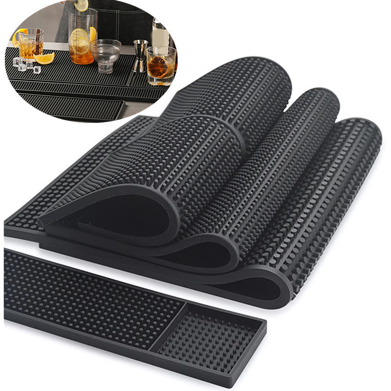 Bar Mat Black Rubber Mat for Drink and Coffee Making Bar-Anti-slip Waterproof Heat Resistant Durable