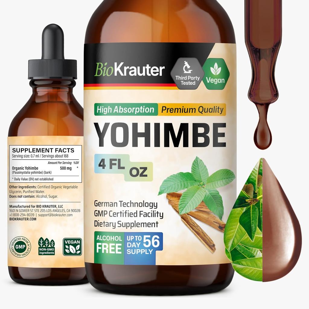 BIO KRAUTER สําหรับผู้ชายและผู้หญิง อาหารเสริม Yohimbe มังสวิรัติ 4 Fl.Oz