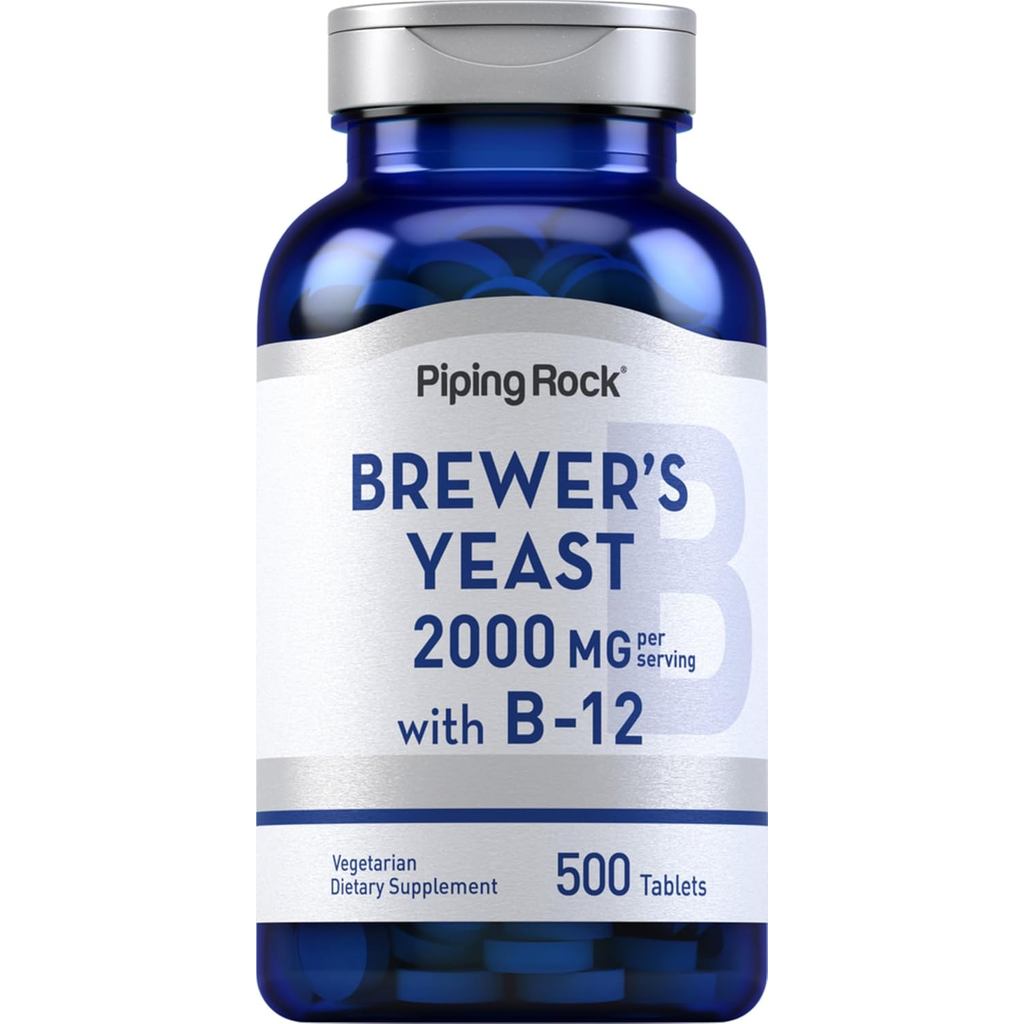 Piping Rock Brewers Yeast Tablets 2000mg | 500 เม็ด | พร้อม B12