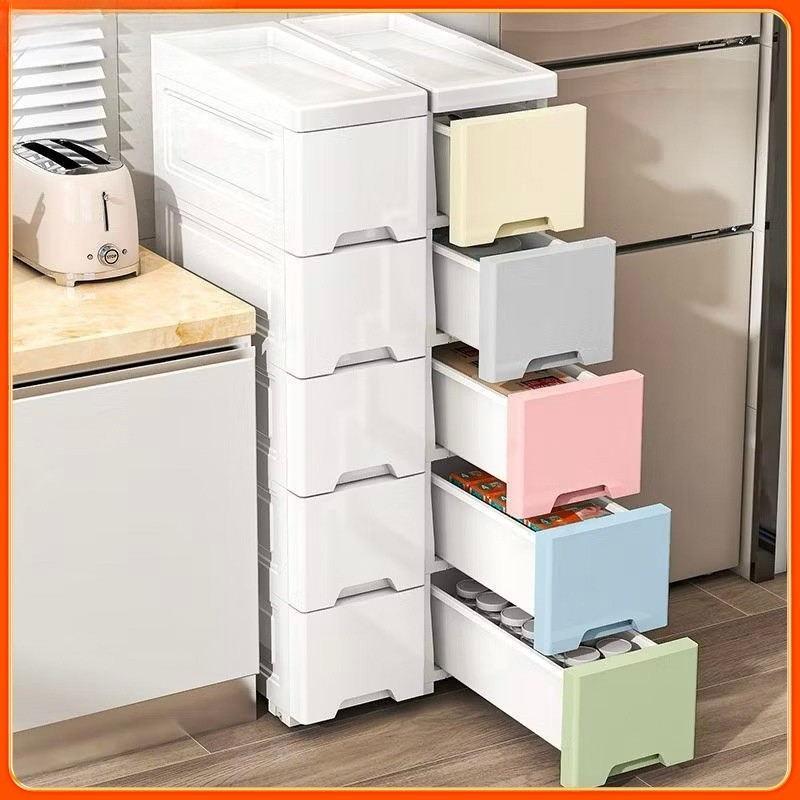 Movable Slim Drawer Cabinet Plastic Kitchen Drawer Cabinet With Wheels Bathroom Narrow Organizer