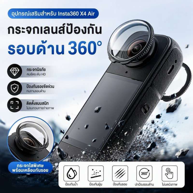 Lens Guard for Insta360 X4 Air  ฟิล์มนิรภัยหน้าจอ ซิลิโคนป้องกันกรณี อุปกรณ์เสริมกล้อง 360