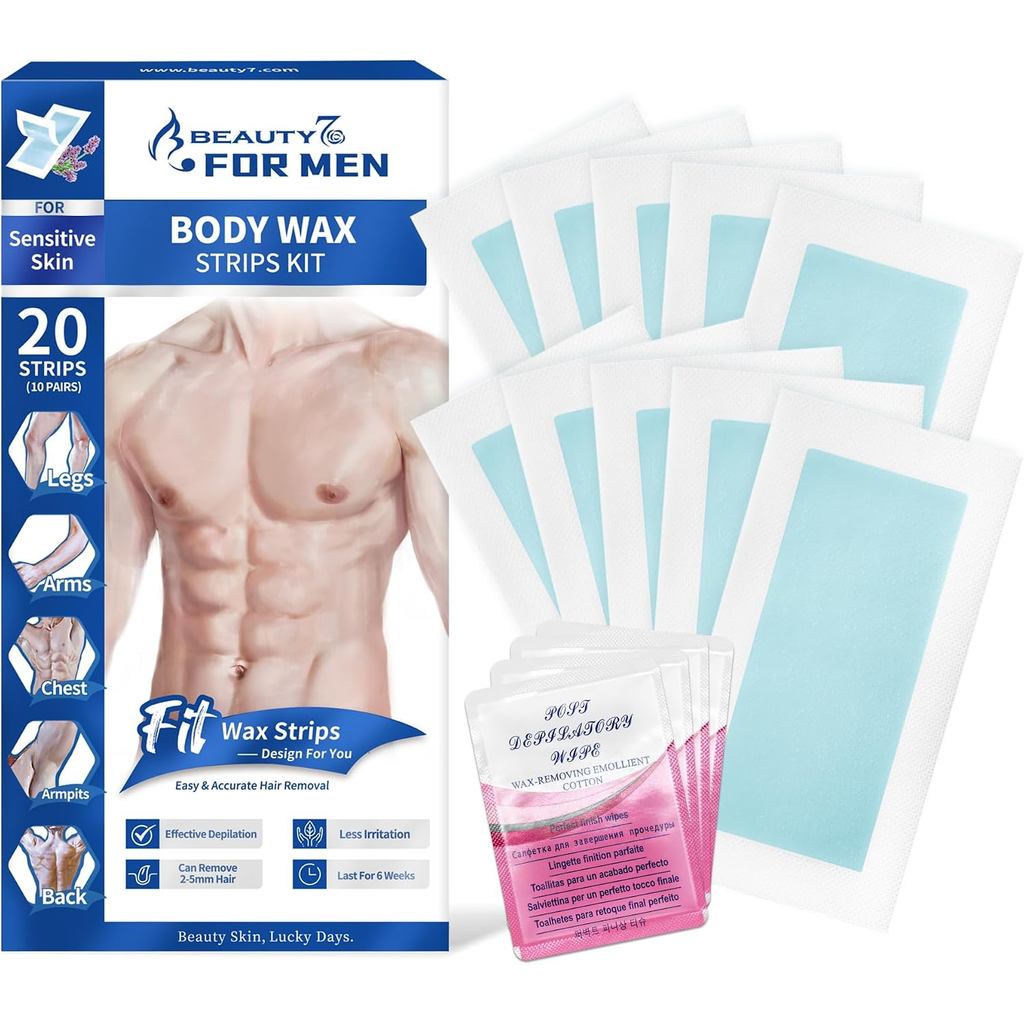 Wax Strips Made for Men 20 แถบแว็กซ์ & 4 โพสต์ Wax Calming Oil Wipes Mens Hair Removal Cold Wax Stri