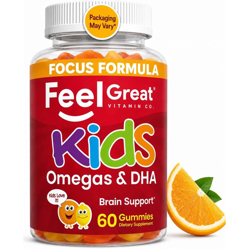 Feel Great Kids Omega 3 DHA Gummies จากพืช ไม่มีรสชาติคาว 60ct 4A7E