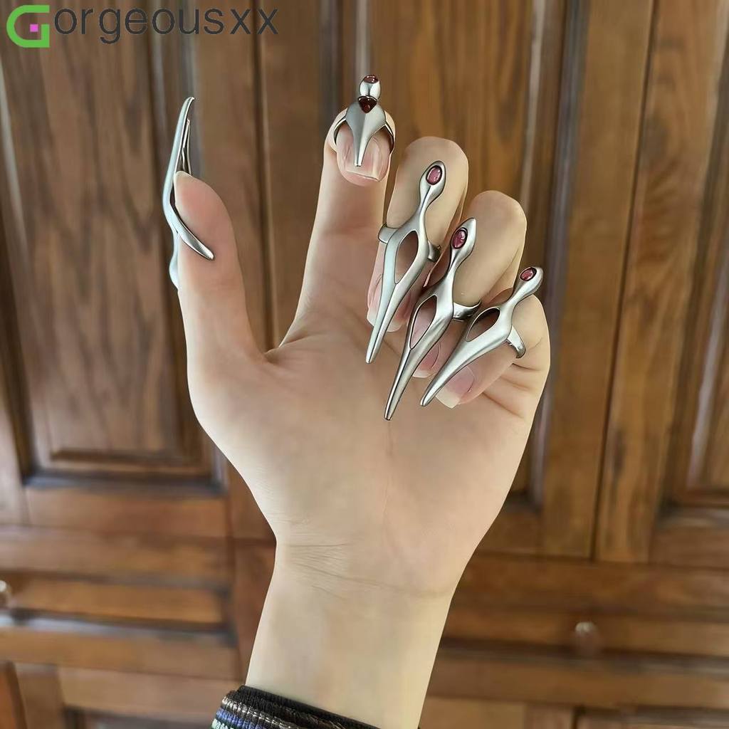 [Gorgeousxx] Subculture Gothic Punk Armor Ring สําหรับผู้หญิงแหวนปรับเครื่องประดับปาร์ตี้