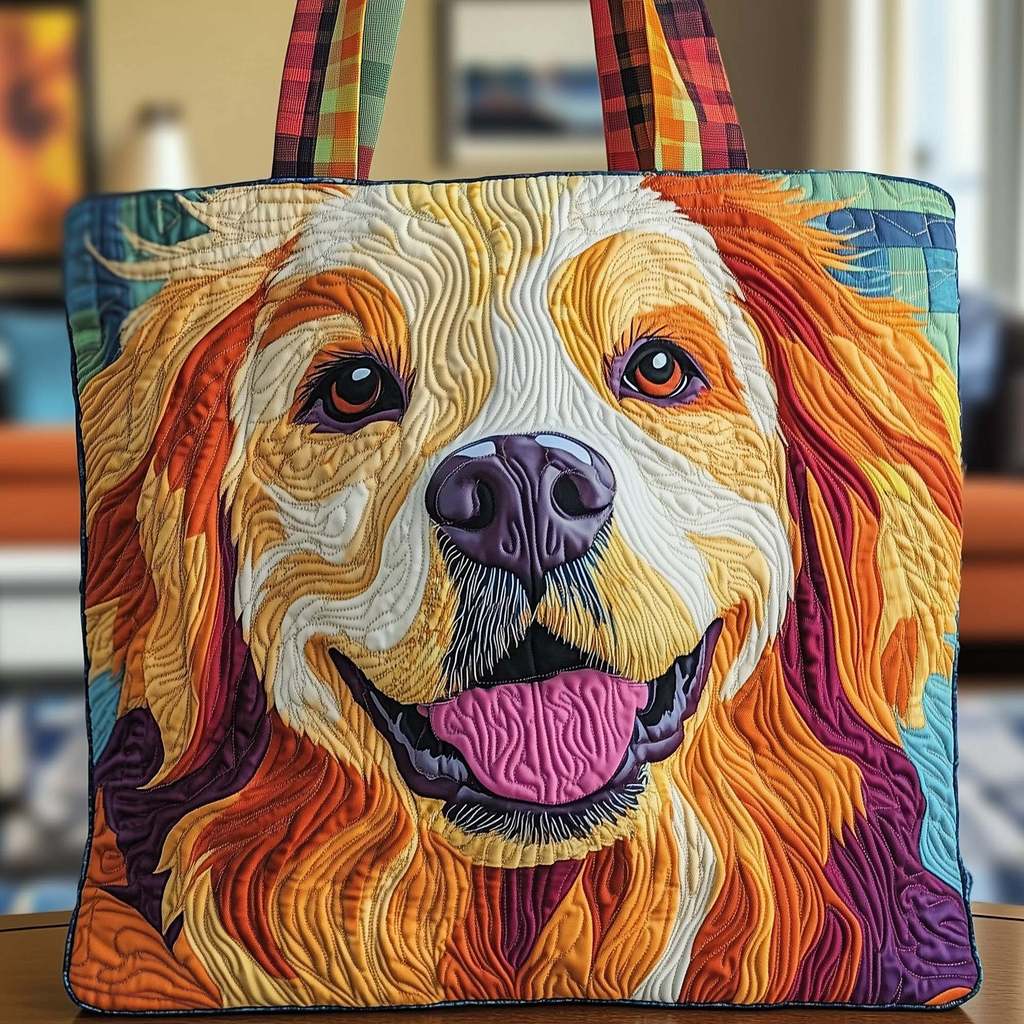 Quilt-Embroidery Shoulder Tote Bag Large Capacity Retro Color Print Textured Handbag Lightweight Co