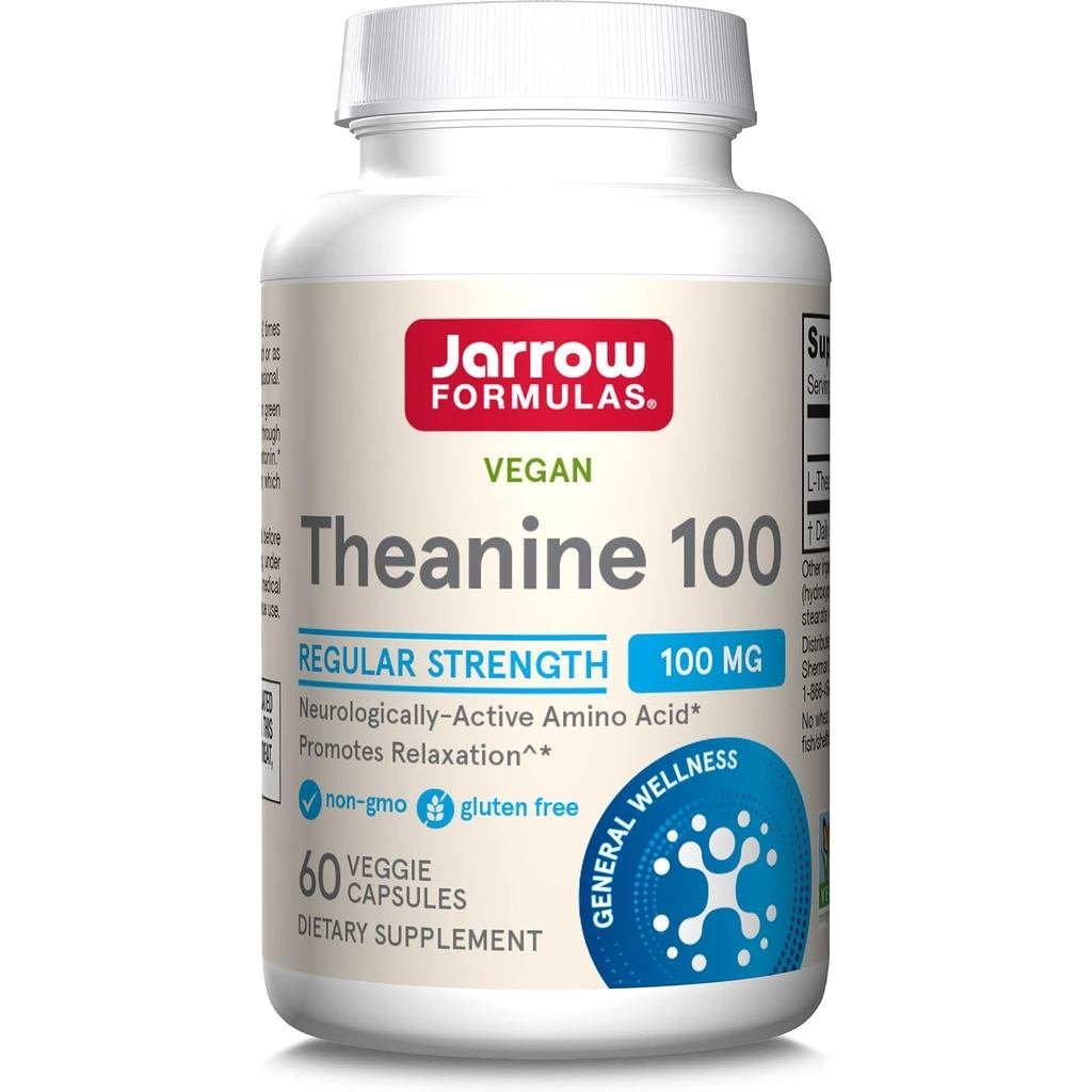 Jarrow Theanine peoplement 100 mg, ผลิตภัณฑ์เสริมอาหาร, 60 s | L-Theanine 100mg eggie s, Regular Str